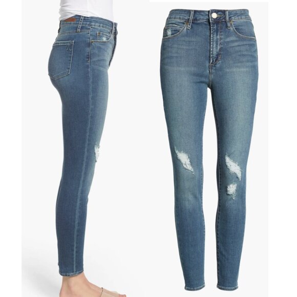 ARTICLES OF SOCIETY Heather High Rise Ripped Crop Skinny Jeans Dark Wash Cropped - Picture 3 of 16